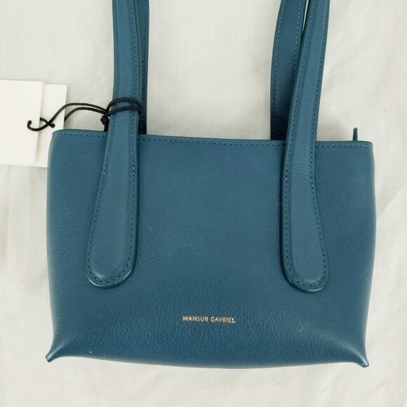 NWT Mansur Gavriel Mini Luxury Leather Bag - Peacock Blue - Picture 6 of 10